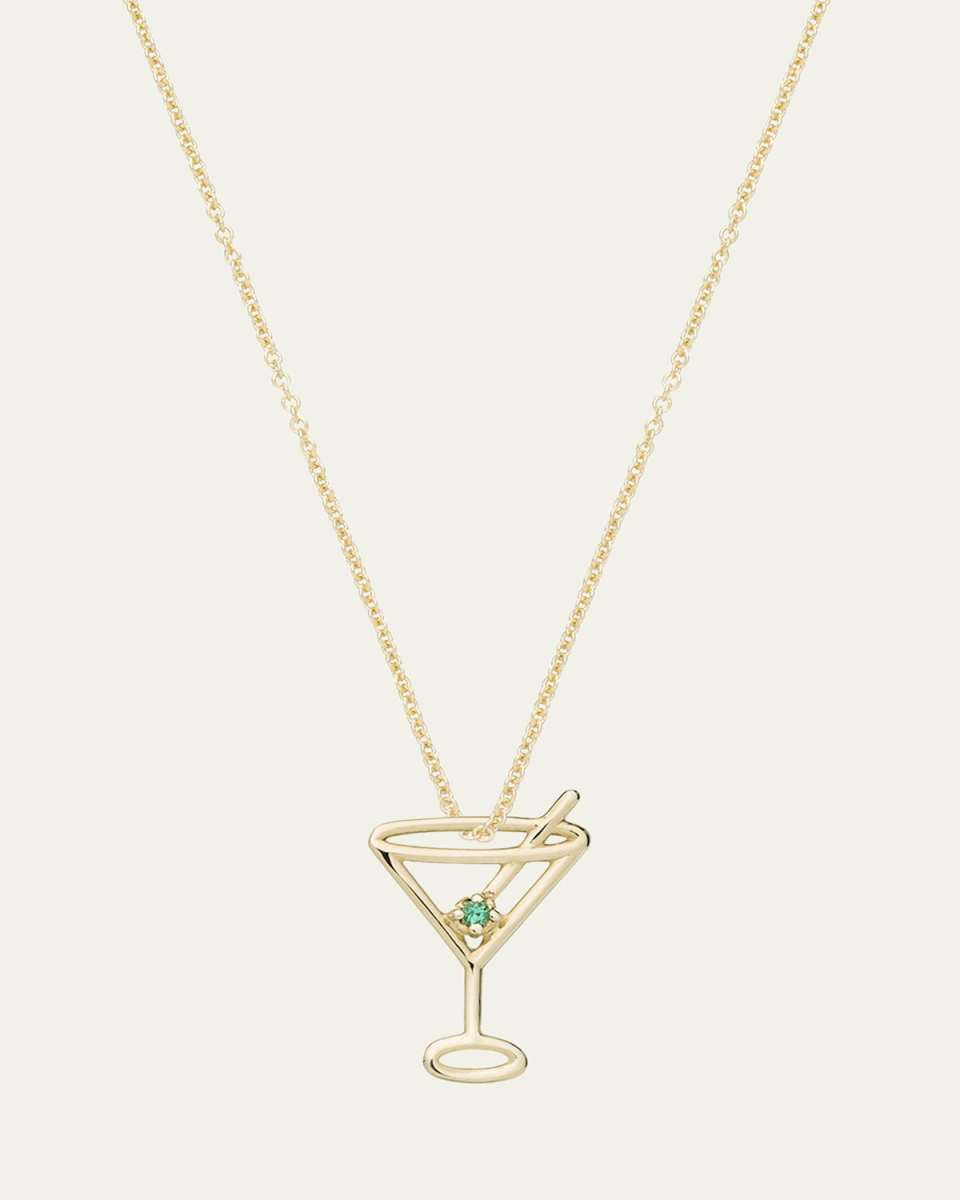 9k Yellow Gold Martini Esmeralda Necklace
